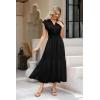 imageWomen Summer Maxi Dress 2025 Cap Sleeve V Neck Button Casual Loose Ruffle Tiered ALine Long Flowy Beach SundressBlack