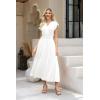 imageWomen Summer Maxi Dress 2025 Cap Sleeve V Neck Button Casual Loose Ruffle Tiered ALine Long Flowy Beach SundressWhite
