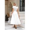 imageWomen Summer Maxi Dress 2025 Cap Sleeve V Neck Button Casual Loose Ruffle Tiered ALine Long Flowy Beach SundressWhite