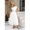 imageWomen Summer Maxi Dress 2025 Cap Sleeve V Neck Button Casual Loose Ruffle Tiered ALine Long Flowy Beach SundressWhite