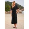 imageWomens Casual Summer Dress Casual Ruffle Short Sleeve V Neck A Line Flowy Tiered Beach Maxi Dresses with PocketsBlack