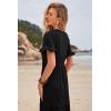 imageWomens Casual Summer Dress Casual Ruffle Short Sleeve V Neck A Line Flowy Tiered Beach Maxi Dresses with PocketsBlack