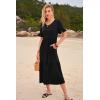 imageWomens Casual Summer Dress Casual Ruffle Short Sleeve V Neck A Line Flowy Tiered Beach Maxi Dresses with PocketsBlack
