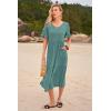 imageWomens Casual Summer Dress Casual Ruffle Short Sleeve V Neck A Line Flowy Tiered Beach Maxi Dresses with PocketsGreen