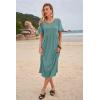 imageWomens Casual Summer Dress Casual Ruffle Short Sleeve V Neck A Line Flowy Tiered Beach Maxi Dresses with PocketsGreen