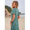 imageWomens Casual Summer Dress Casual Ruffle Short Sleeve V Neck A Line Flowy Tiered Beach Maxi Dresses with PocketsGreen