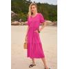 imageWomens Casual Summer Dress Casual Ruffle Short Sleeve V Neck A Line Flowy Tiered Beach Maxi Dresses with PocketsHot Pink
