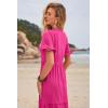 imageWomens Casual Summer Dress Casual Ruffle Short Sleeve V Neck A Line Flowy Tiered Beach Maxi Dresses with PocketsHot Pink