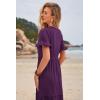 imageWomens Casual Summer Dress Casual Ruffle Short Sleeve V Neck A Line Flowy Tiered Beach Maxi Dresses with PocketsPurple