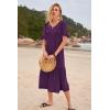 imageWomens Casual Summer Dress Casual Ruffle Short Sleeve V Neck A Line Flowy Tiered Beach Maxi Dresses with PocketsPurple