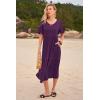 imageWomens Casual Summer Dress Casual Ruffle Short Sleeve V Neck A Line Flowy Tiered Beach Maxi Dresses with PocketsPurple