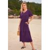imageWomens Casual Summer Dress Casual Ruffle Short Sleeve V Neck A Line Flowy Tiered Beach Maxi Dresses with PocketsPurple