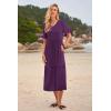 imageWomens Casual Summer Dress Casual Ruffle Short Sleeve V Neck A Line Flowy Tiered Beach Maxi Dresses with PocketsPurple