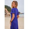 imageWomens Casual Summer Dress Casual Ruffle Short Sleeve V Neck A Line Flowy Tiered Beach Maxi Dresses with PocketsRoyal Blue