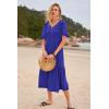 imageWomens Casual Summer Dress Casual Ruffle Short Sleeve V Neck A Line Flowy Tiered Beach Maxi Dresses with PocketsRoyal Blue