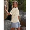 imageWomens Eyelet Tops Puff Short Sleeve Blouses Dressy Casual Cute Hollow Out Crochet Lace Embroidered Summer ShirtsBeige