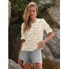 imageWomens Eyelet Tops Puff Short Sleeve Blouses Dressy Casual Cute Hollow Out Crochet Lace Embroidered Summer ShirtsBeige