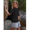 imageWomens Eyelet Tops Puff Short Sleeve Blouses Dressy Casual Cute Hollow Out Crochet Lace Embroidered Summer ShirtsBlack