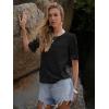 imageWomens Eyelet Tops Puff Short Sleeve Blouses Dressy Casual Cute Hollow Out Crochet Lace Embroidered Summer ShirtsBlack