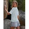 imageWomens Eyelet Tops Puff Short Sleeve Blouses Dressy Casual Cute Hollow Out Crochet Lace Embroidered Summer ShirtsBlue