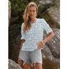 imageWomens Eyelet Tops Puff Short Sleeve Blouses Dressy Casual Cute Hollow Out Crochet Lace Embroidered Summer ShirtsBlue