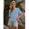 imageWomens Eyelet Tops Puff Short Sleeve Blouses Dressy Casual Cute Hollow Out Crochet Lace Embroidered Summer ShirtsBlue Grey