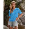 imageWomens Eyelet Tops Puff Short Sleeve Blouses Dressy Casual Cute Hollow Out Crochet Lace Embroidered Summer ShirtsBright Blue