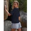 imageWomens Eyelet Tops Puff Short Sleeve Blouses Dressy Casual Cute Hollow Out Crochet Lace Embroidered Summer ShirtsDeep Blue