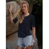 imageWomens Eyelet Tops Puff Short Sleeve Blouses Dressy Casual Cute Hollow Out Crochet Lace Embroidered Summer ShirtsDeep Blue