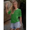 imageWomens Eyelet Tops Puff Short Sleeve Blouses Dressy Casual Cute Hollow Out Crochet Lace Embroidered Summer ShirtsGreen