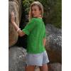 imageWomens Eyelet Tops Puff Short Sleeve Blouses Dressy Casual Cute Hollow Out Crochet Lace Embroidered Summer ShirtsGreen