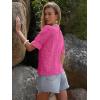 imageWomens Eyelet Tops Puff Short Sleeve Blouses Dressy Casual Cute Hollow Out Crochet Lace Embroidered Summer ShirtsHot Pink