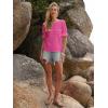 imageWomens Eyelet Tops Puff Short Sleeve Blouses Dressy Casual Cute Hollow Out Crochet Lace Embroidered Summer ShirtsHot Pink