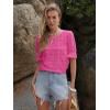 imageWomens Eyelet Tops Puff Short Sleeve Blouses Dressy Casual Cute Hollow Out Crochet Lace Embroidered Summer ShirtsHot Pink