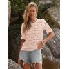 imageWomens Eyelet Tops Puff Short Sleeve Blouses Dressy Casual Cute Hollow Out Crochet Lace Embroidered Summer ShirtsPink