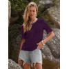 imageWomens Eyelet Tops Puff Short Sleeve Blouses Dressy Casual Cute Hollow Out Crochet Lace Embroidered Summer ShirtsPurple
