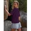 imageWomens Eyelet Tops Puff Short Sleeve Blouses Dressy Casual Cute Hollow Out Crochet Lace Embroidered Summer ShirtsPurple