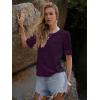 imageWomens Eyelet Tops Puff Short Sleeve Blouses Dressy Casual Cute Hollow Out Crochet Lace Embroidered Summer ShirtsPurple
