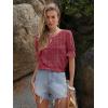 imageWomens Eyelet Tops Puff Short Sleeve Blouses Dressy Casual Cute Hollow Out Crochet Lace Embroidered Summer ShirtsReddish Brown