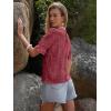imageWomens Eyelet Tops Puff Short Sleeve Blouses Dressy Casual Cute Hollow Out Crochet Lace Embroidered Summer ShirtsReddish Brown