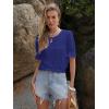 imageWomens Eyelet Tops Puff Short Sleeve Blouses Dressy Casual Cute Hollow Out Crochet Lace Embroidered Summer ShirtsRoyal Blue