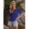 imageWomens Eyelet Tops Puff Short Sleeve Blouses Dressy Casual Cute Hollow Out Crochet Lace Embroidered Summer ShirtsRoyal Blue