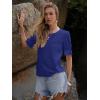 imageWomens Eyelet Tops Puff Short Sleeve Blouses Dressy Casual Cute Hollow Out Crochet Lace Embroidered Summer ShirtsRoyal Blue