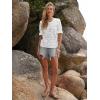 imageWomens Eyelet Tops Puff Short Sleeve Blouses Dressy Casual Cute Hollow Out Crochet Lace Embroidered Summer ShirtsWhite