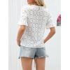 imageWomens Eyelet Tops Puff Short Sleeve Blouses Dressy Casual Cute Hollow Out Crochet Lace Embroidered Summer ShirtsWhite Lace