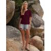imageWomens Eyelet Tops Puff Short Sleeve Blouses Dressy Casual Cute Hollow Out Crochet Lace Embroidered Summer ShirtsWine Red