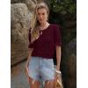 imageWomens Eyelet Tops Puff Short Sleeve Blouses Dressy Casual Cute Hollow Out Crochet Lace Embroidered Summer ShirtsWine Red