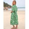 imageWomens Floral Boho Maxi Dress 2025 Summer V Neck Puff Sleeve Casual Loose Flowy Long Beach DressesGreen