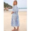 imageWomens Floral Boho Maxi Dress 2025 Summer V Neck Puff Sleeve Casual Loose Flowy Long Beach DressesLight Blue