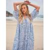 imageWomens Floral Boho Maxi Dress 2025 Summer V Neck Puff Sleeve Casual Loose Flowy Long Beach DressesLight Blue